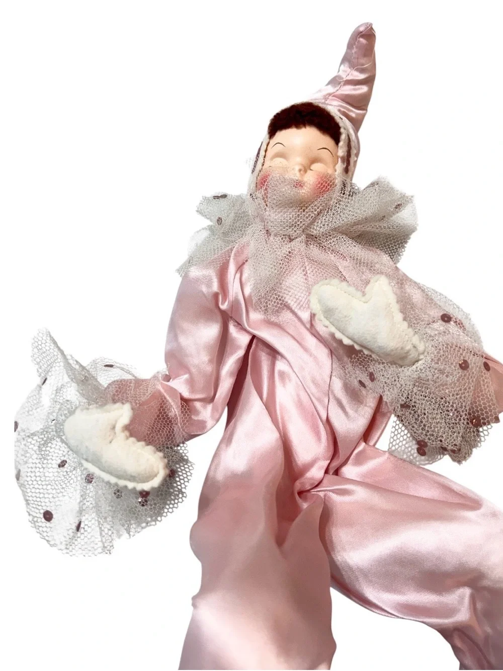Vtg 1950s Boudoir Pierrot Posable Shelf Sitter Pixie Jester Doll Collectible - Picture 6 of 8